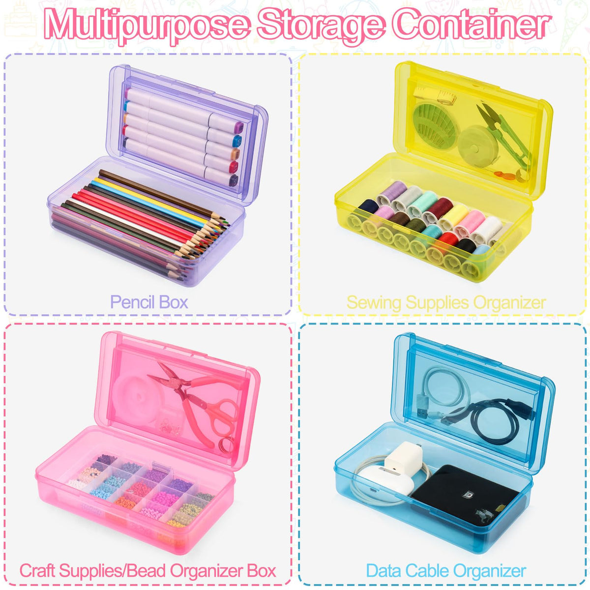 Meiikun Pencil Box, Large Capacity Pencil Boxes 2 Compartments, Hard Pencil Case with Snap-tight