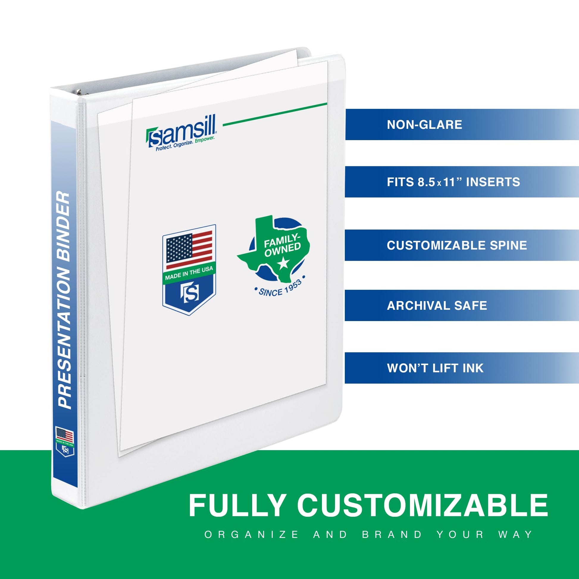 Samsill 2 Inch 3 Ring Binders, Economy Round Ring, Clear View Cover, 425 Sheet Capacity - for