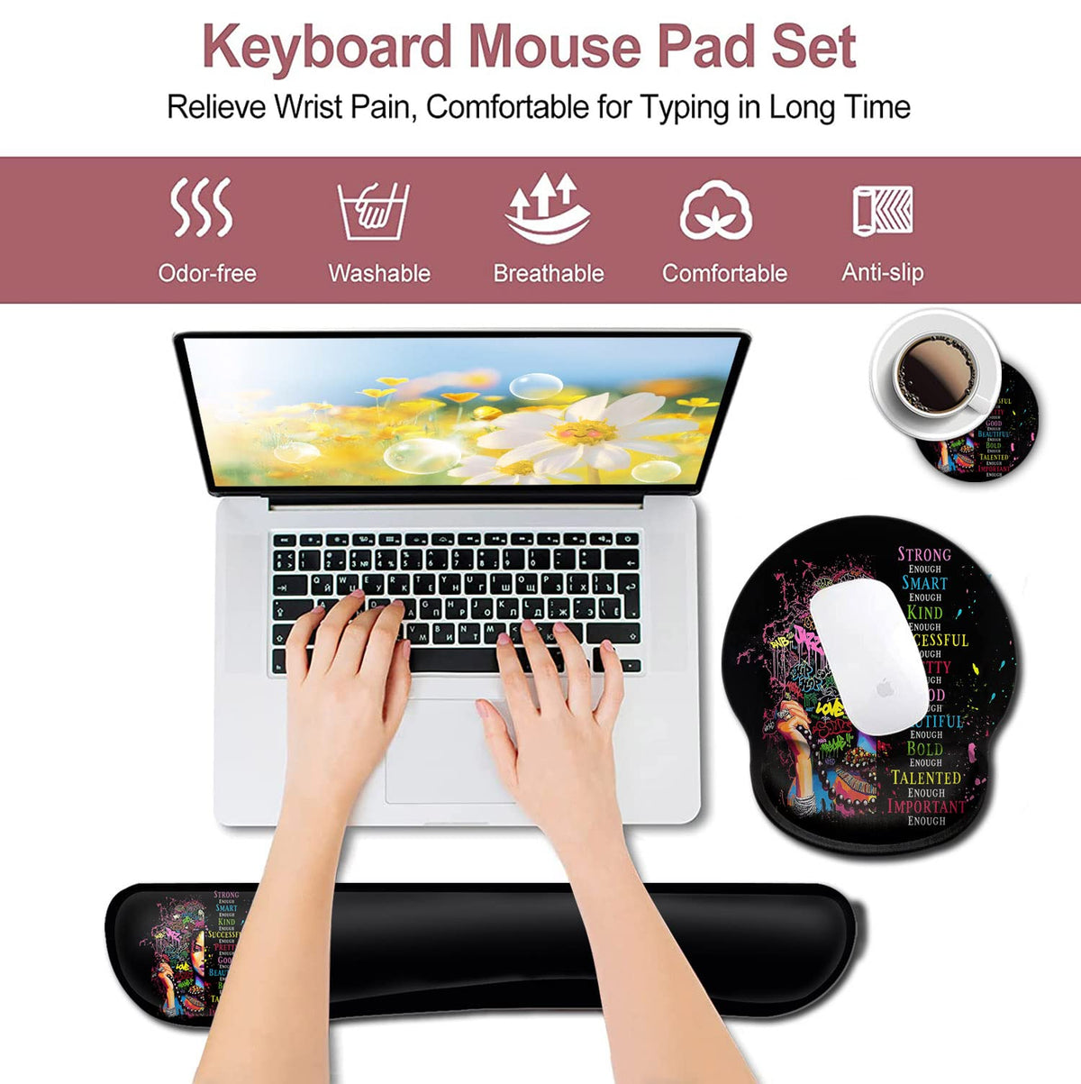 Ergonomic Mouse Pad with Wrist Support Gel, Comfortable Wireless Mouse pad, Pain Relief Mousepad