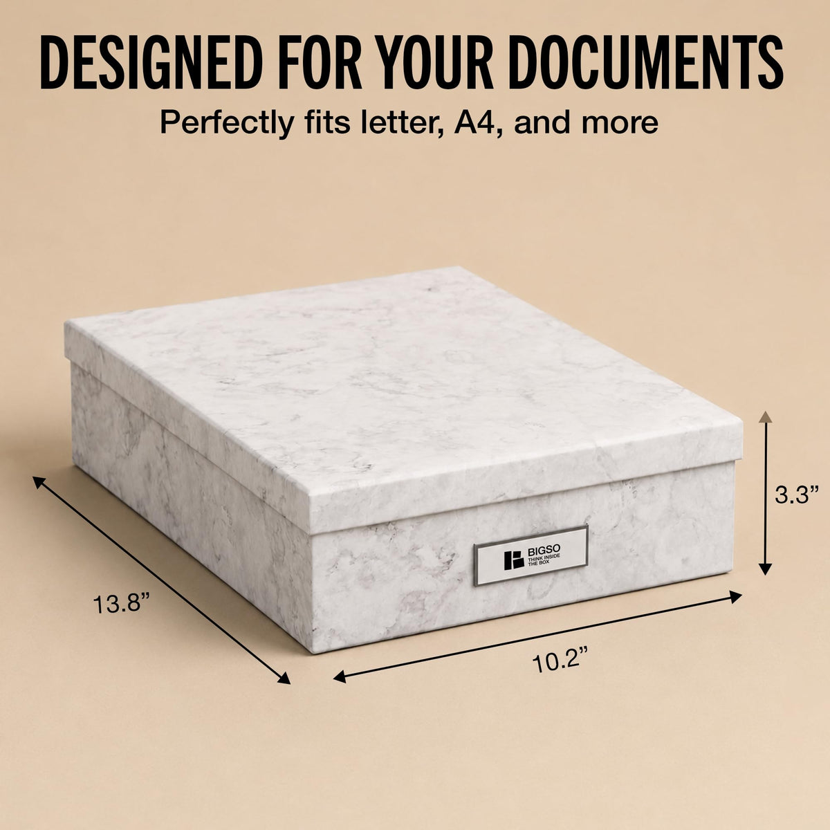 Bigso Oskar Fiberboard Label Frame Document Letter Box for Important Paperwork A4 or Letter Size