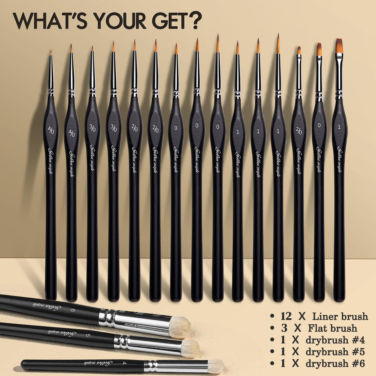 Golden Maple Dry Brush Miniature Painting, 18PC Miniature Paint Brushes Model Brushes Micro Detail
