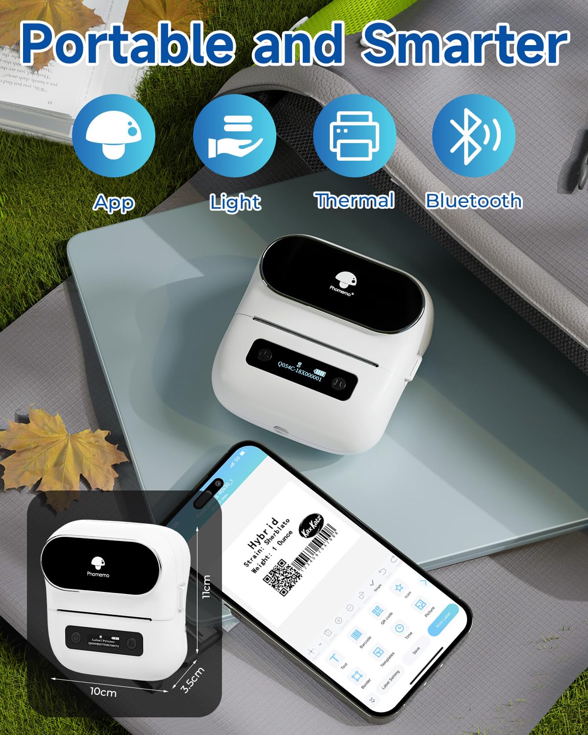 Phomemo M220 Label Maker, New Flagship 3.14 Inch Bluetooth Portable Thermal Label Printer for