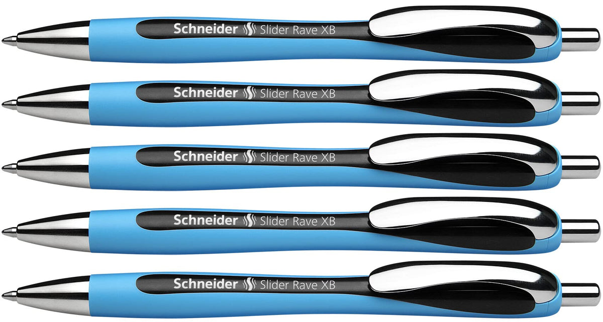 Schneider Slider Rave XB (Extra Broad) Ballpoint Pen, Refillable + Retractable, 1.4 mm, Light Blue