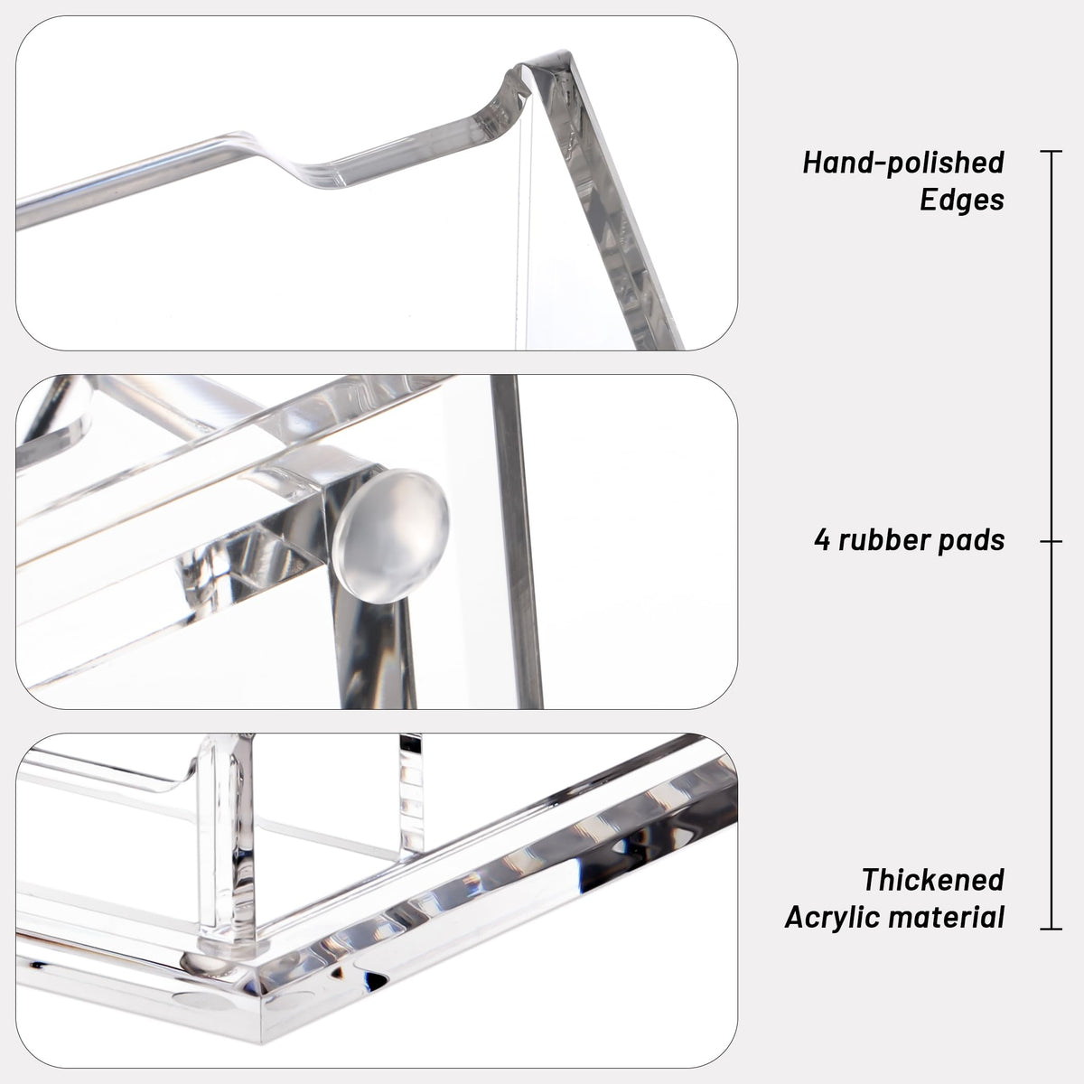 HeZone Business Card Holder for Desk, Acrylic Business Card Organizer , Multiple 6 Slots 3 Tier