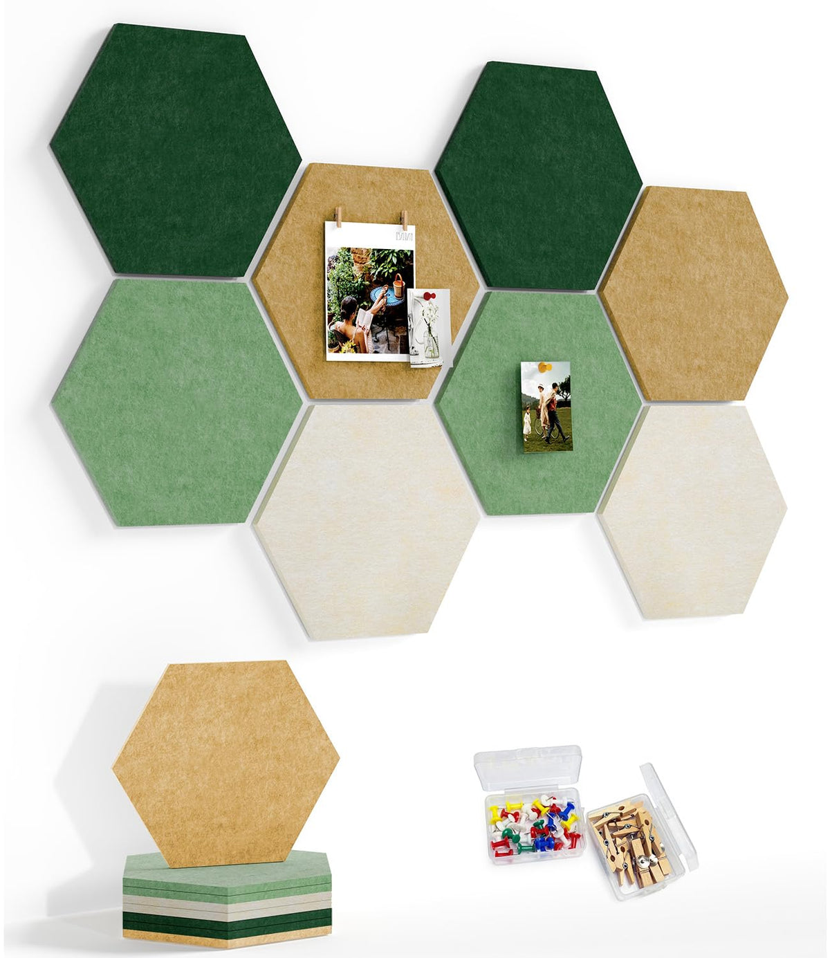 Uoisaiko 8-Pack Hexagon Felt Bulletin Board Tiles, Cork Board Alternative
