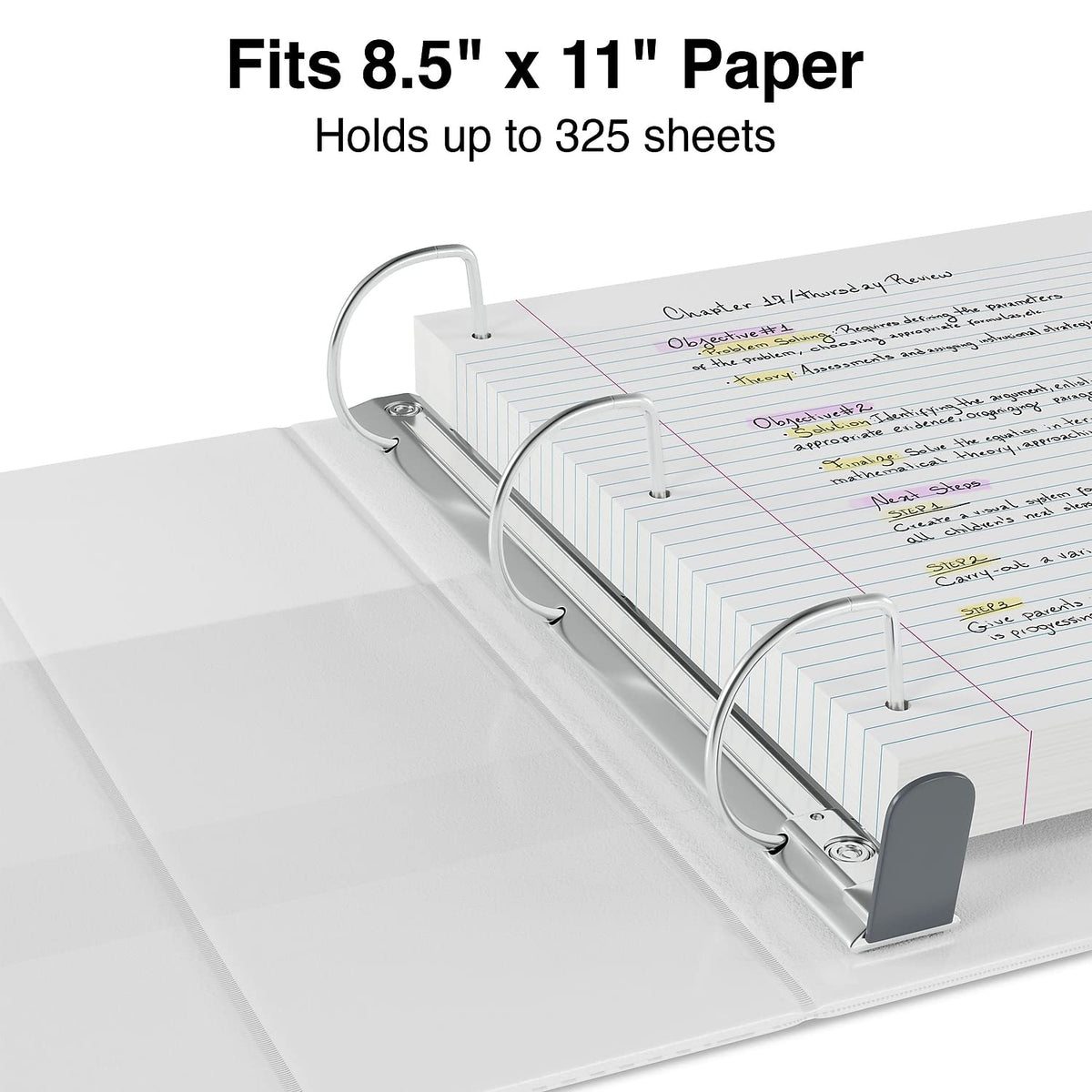 Staples Heavy-Duty 1.5-Inch 3-Ring View Binders, White, D-Ring, 3-Pk