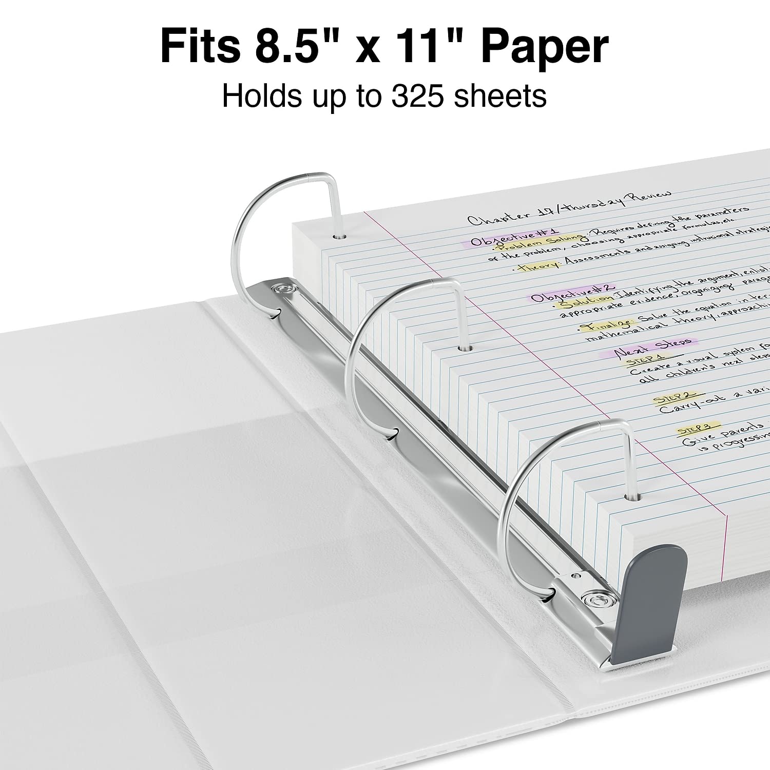 Staples Heavy-Duty 1.5-Inch 3-Ring View Binders, White, D-Ring, 3-Pk