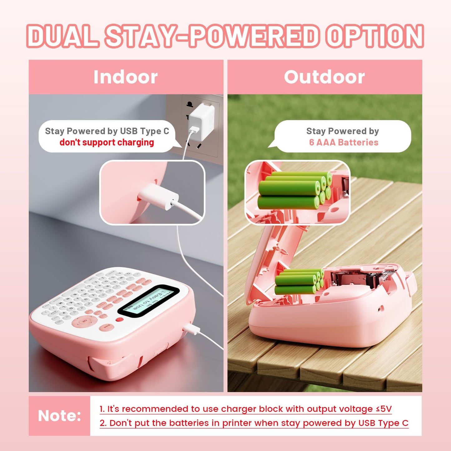 EazeID D210S Pink Label Maker Machine with-Tape, Portable Kids Label Maker