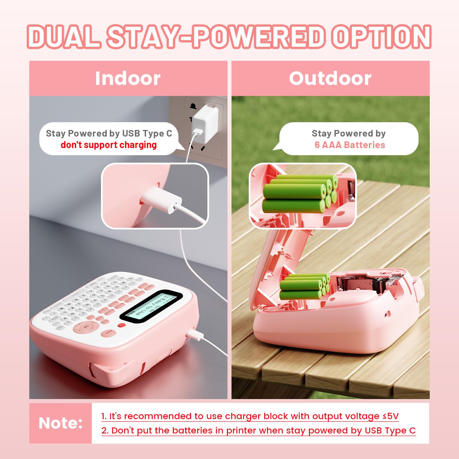 EazeID D210S Pink Label Maker Machine with-Tape, Portable Kids Label Maker