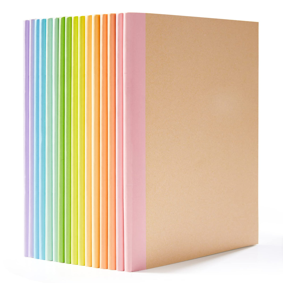 feela 16 Pack Composition Notebook Bulk, Kraft Cover Lined Blank College Ruled Travel Journals with