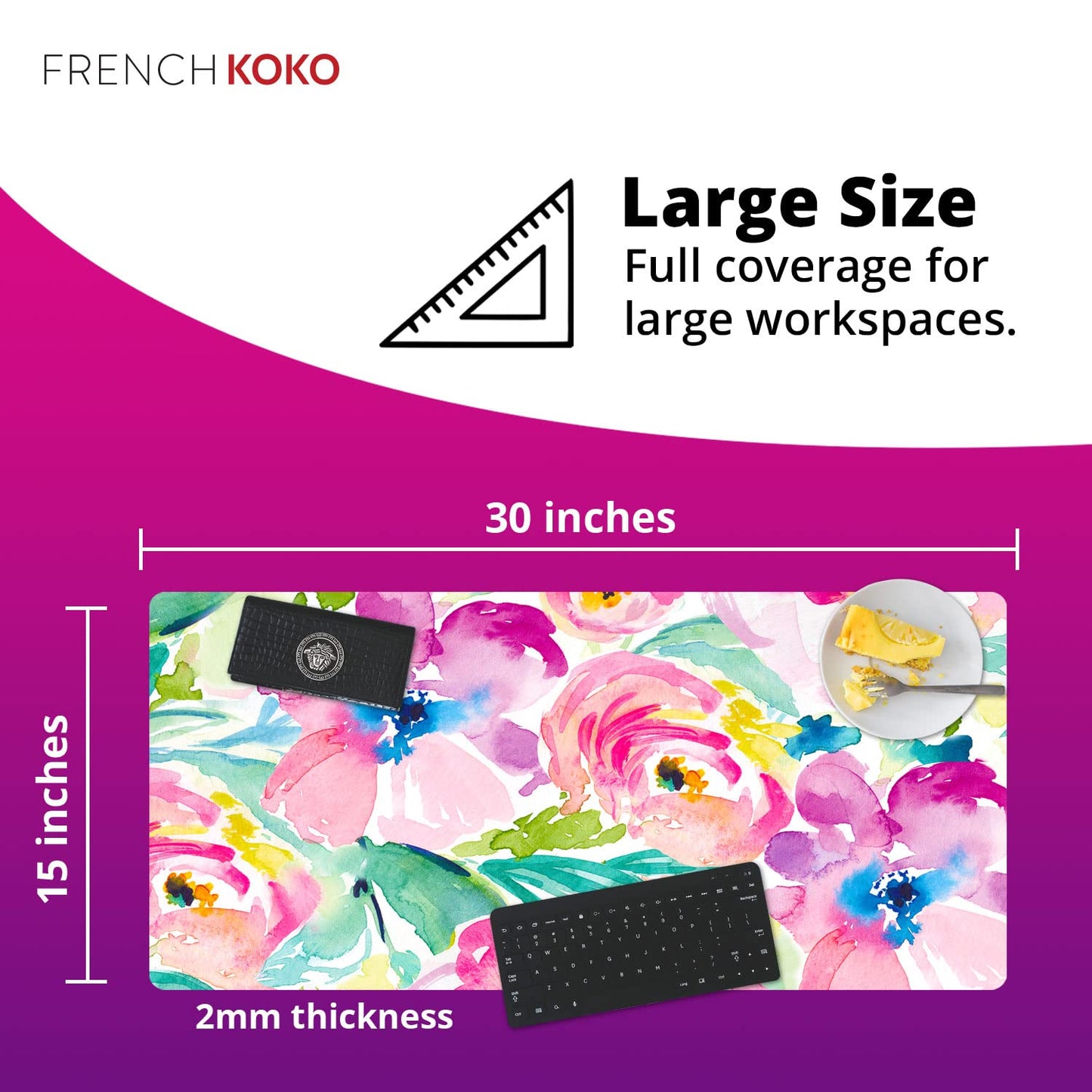 French KOKO Large Mouse Pad Desk Mat Desk Pad Keyboard School Essentials Office Decor Big Extended