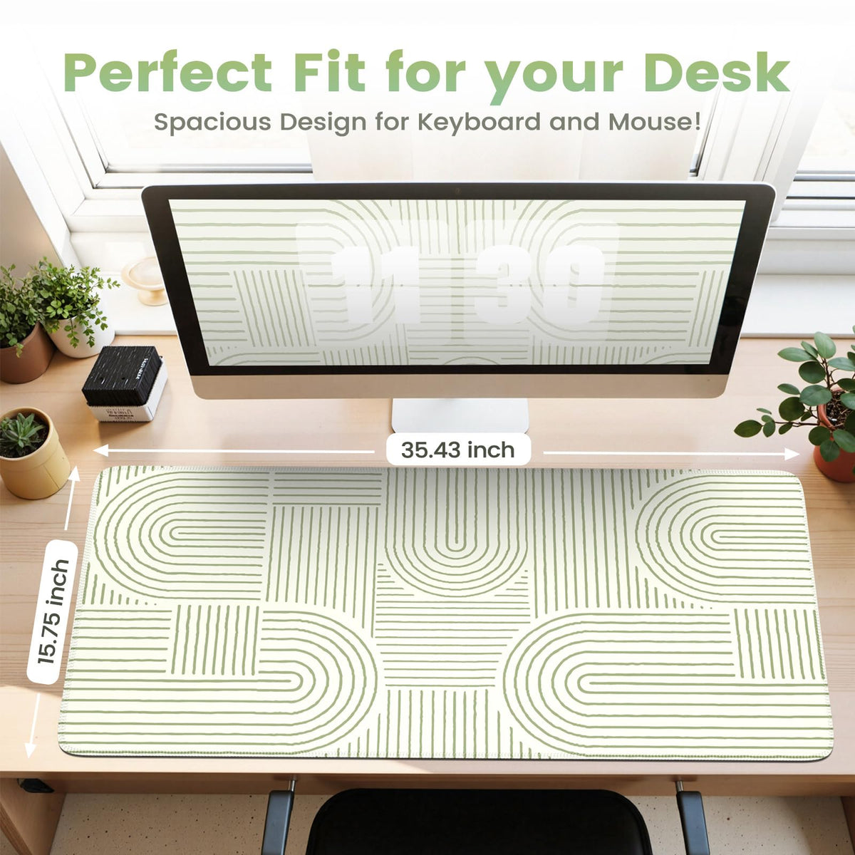 iCasso Green Desk Matt for Desktop, Cute Desk Pad Mat, Green