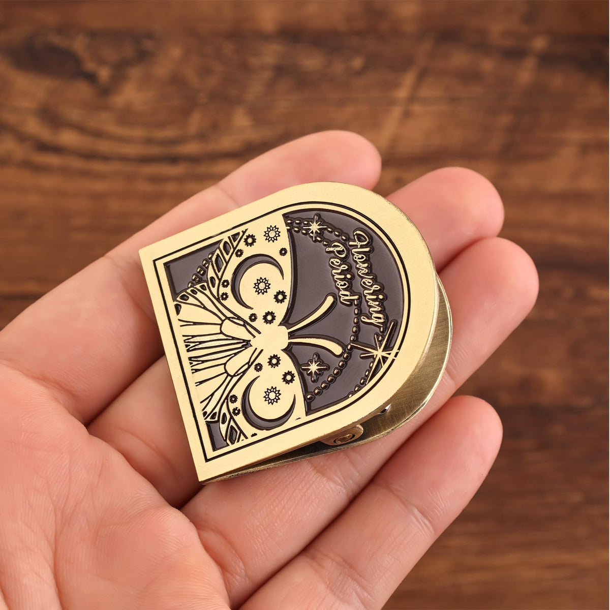 Dizdkizd Vintage Metal Clip for Journals, Planners, Notebooks, Brass Colored Book Clip Little