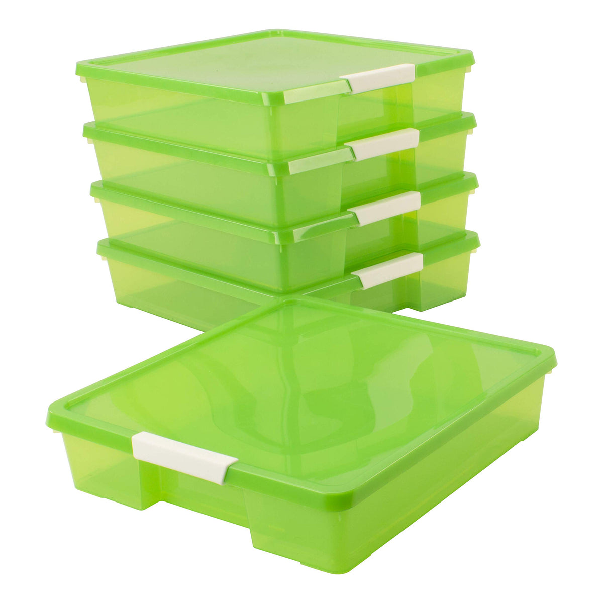 Storex Classroom Craft Project Box – Stacking Plastic Organizer Fits 12x12 Scrapbooking Paper