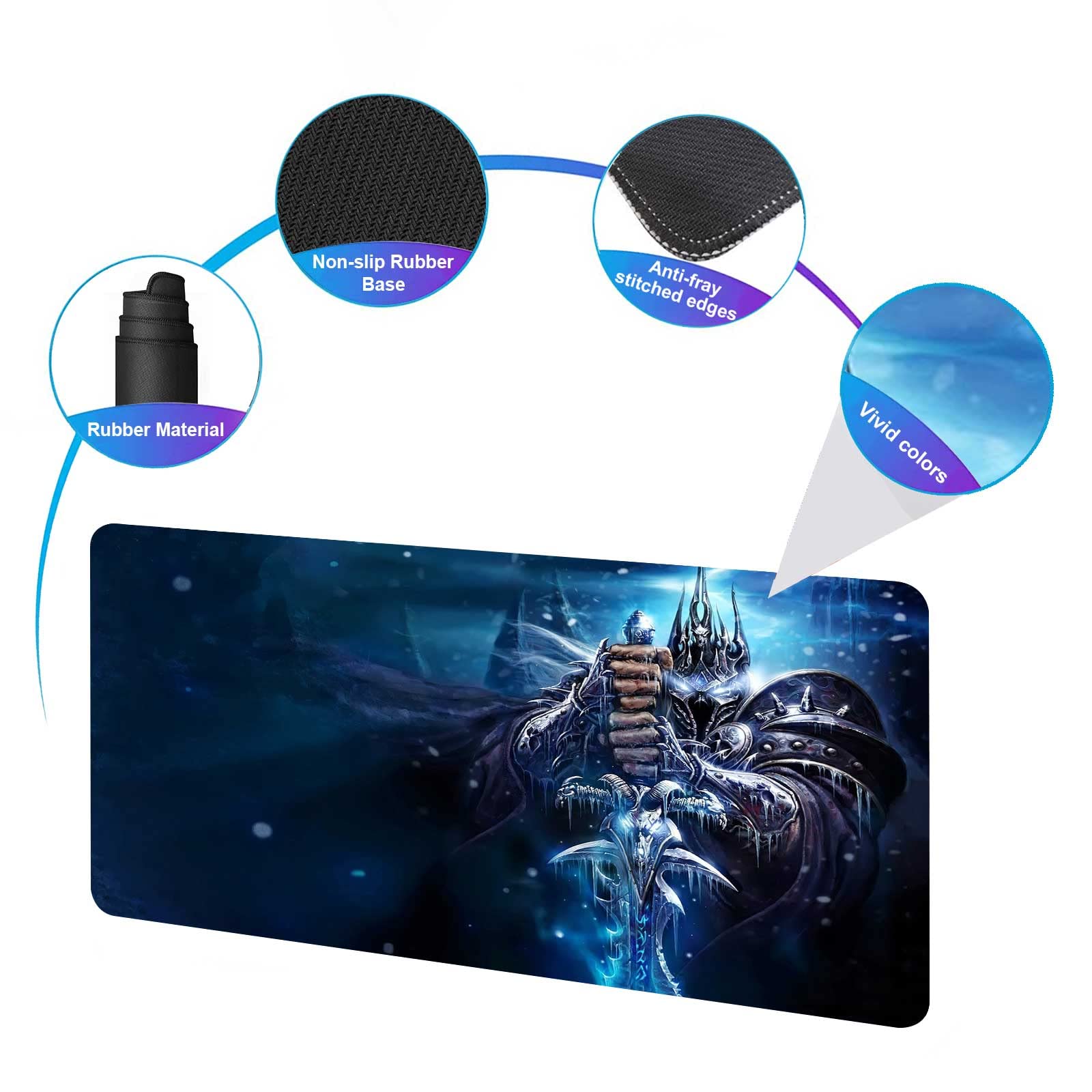 Mouse Pad XXL Lich King,Extra Large Gaming Mousepad Laptop Desk Pad Mat,Non-Slip Rubber