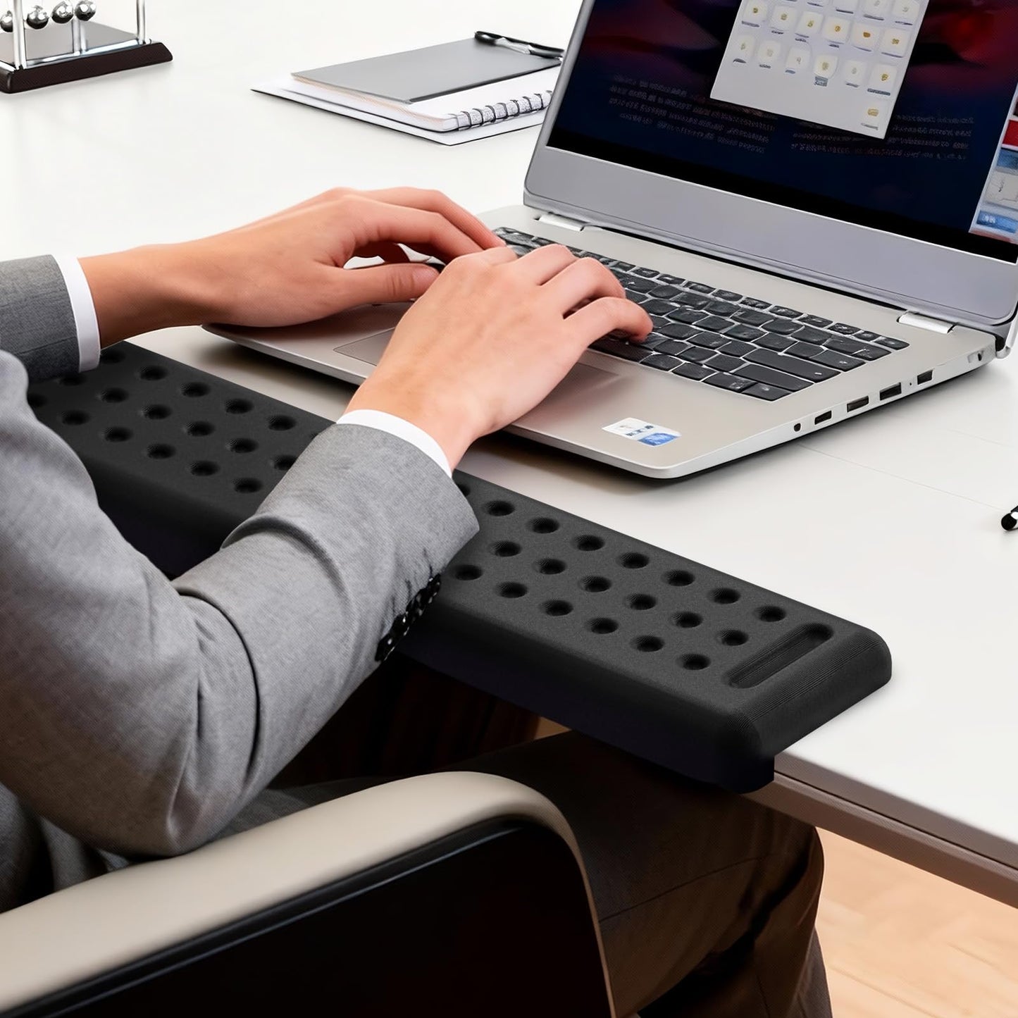 Leolee L-Shaped Desk Long Wrist Rest Elbow 60CM, Black Arm Rest for Desk