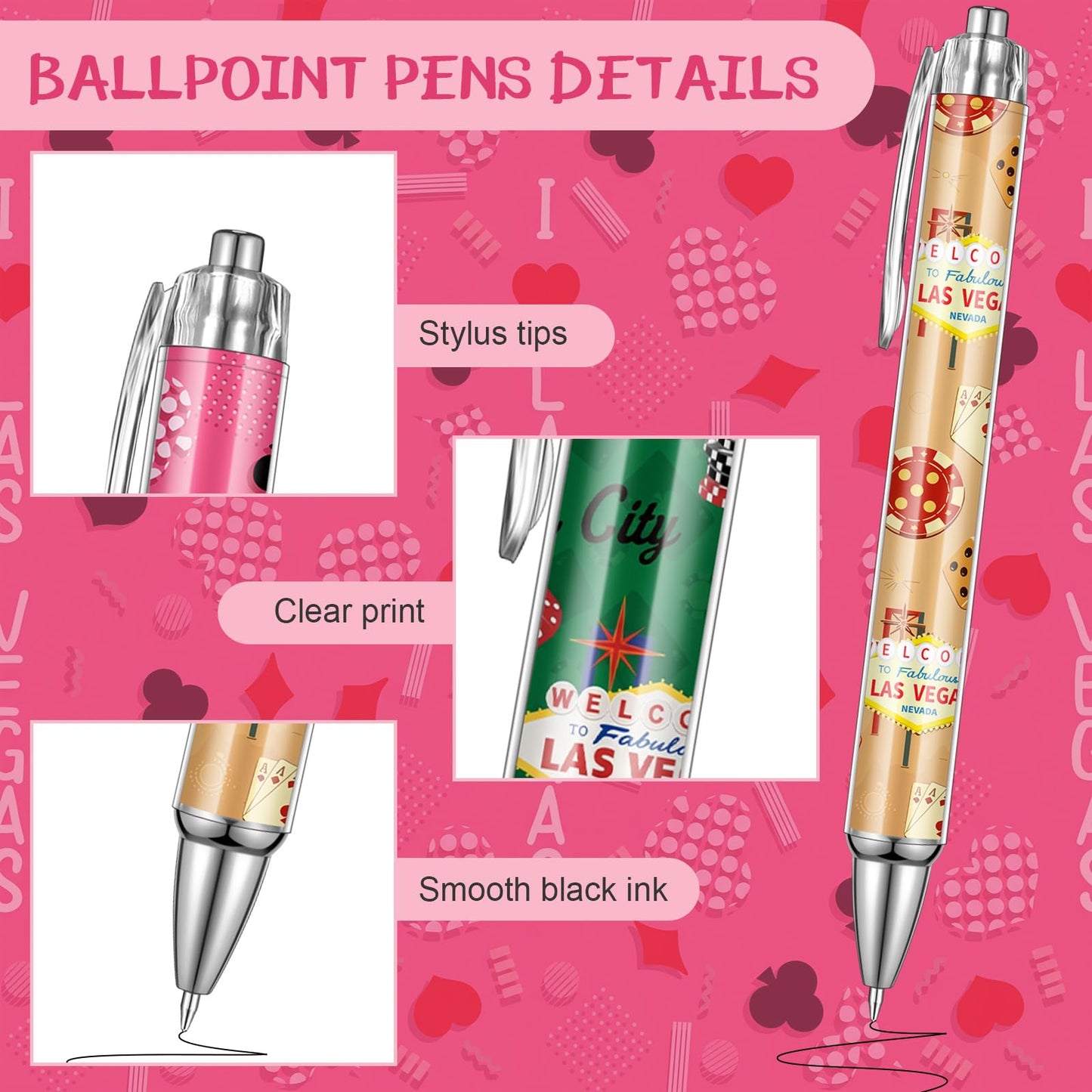 Sayglossy 30 Pcs Las Vegas Souvenirs Gifts Travel Ballpoint Pens