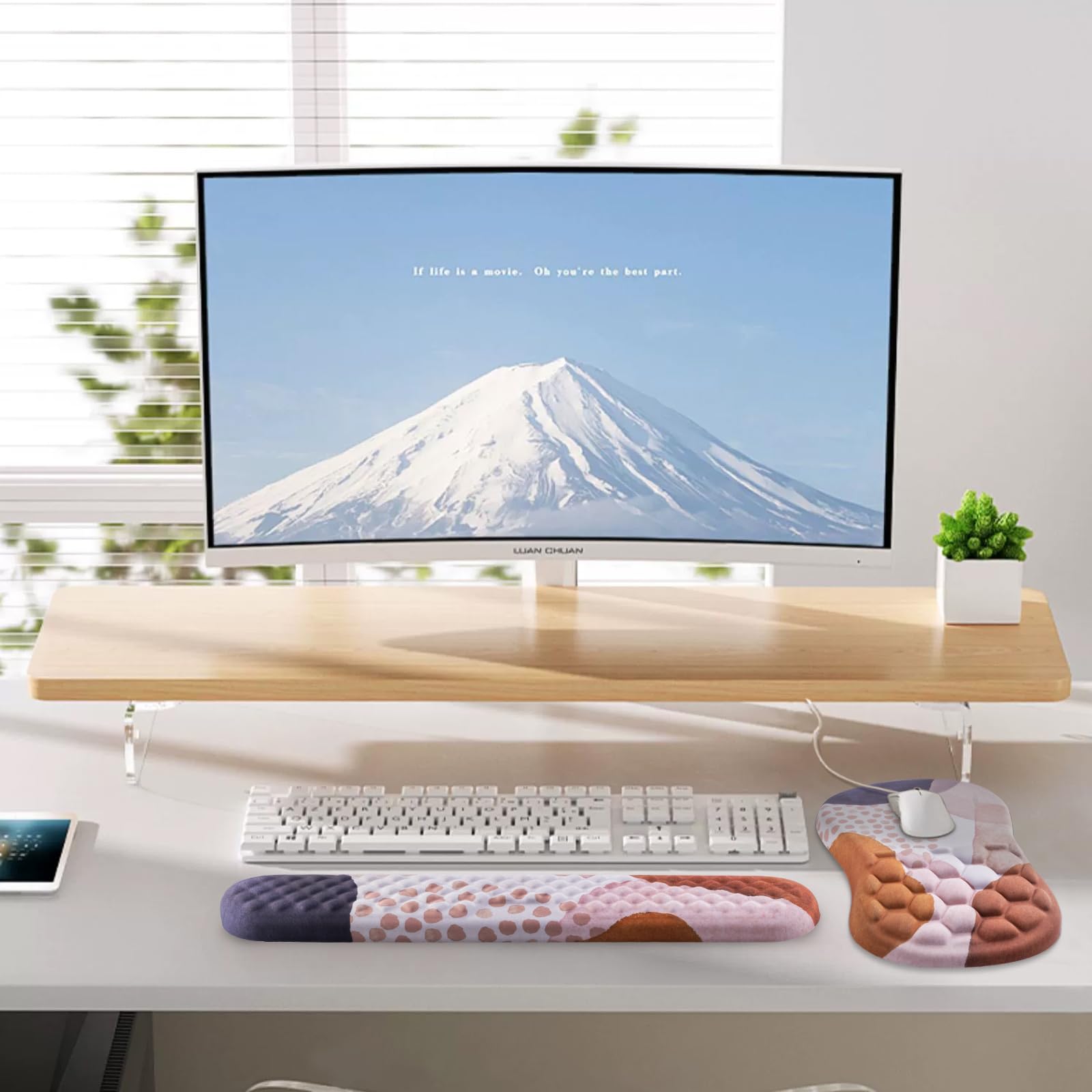 Laokiiy Ergonomic Mouse Pad & Keyboard Wrist Rest Set, Memory Foam