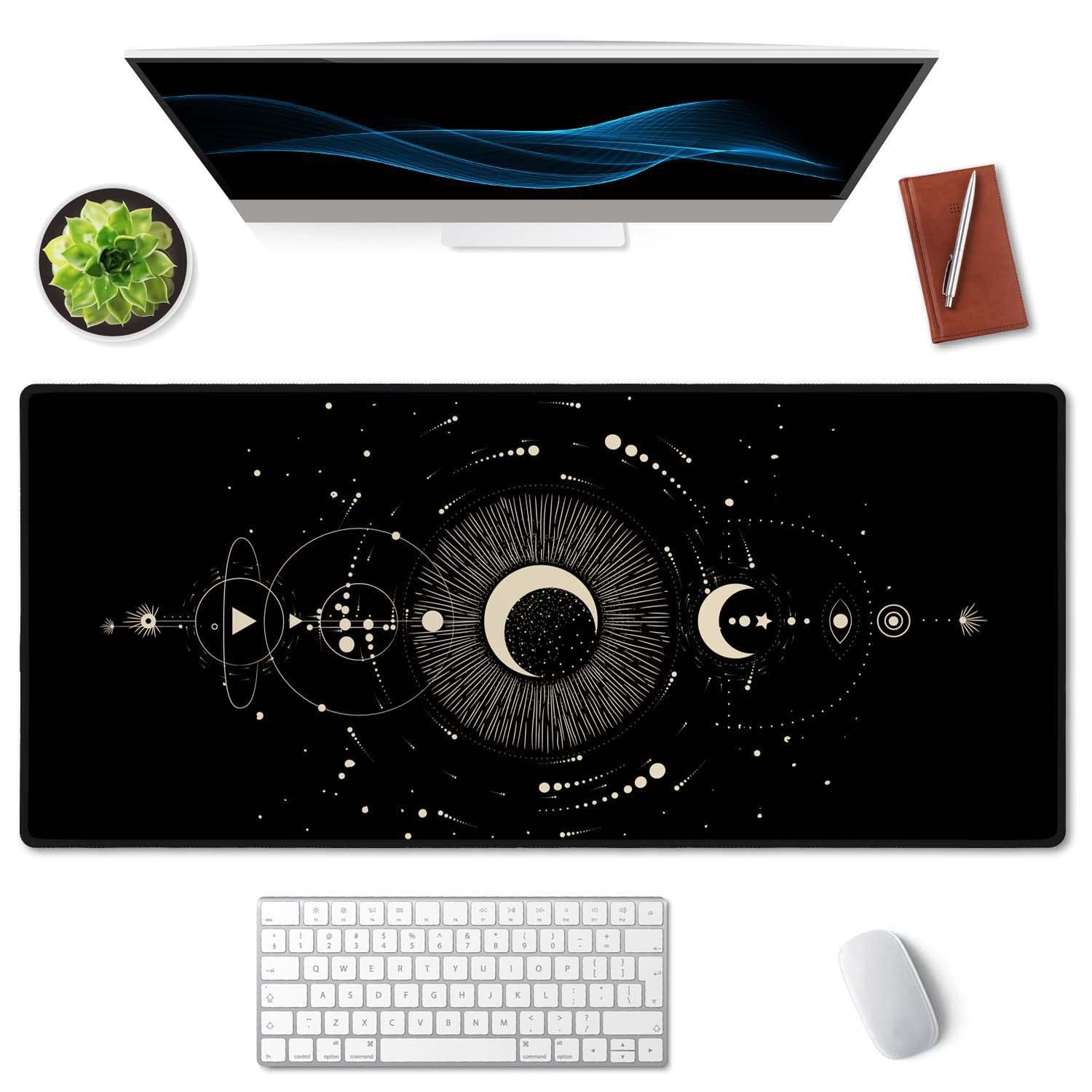 SSOIU Moon Phases Large Mouse Pad, Full Desk XXL Extended Gaming Mouse Pad 35.5" X 15.7"