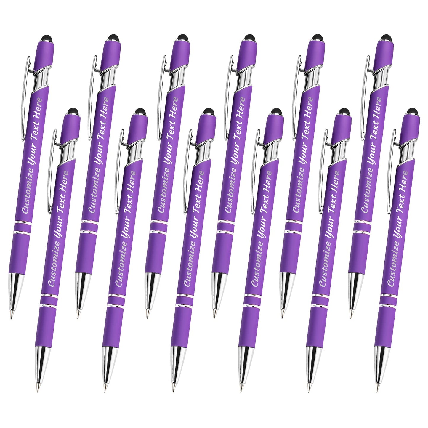YanNanKe 12 PCS Custom Pens Personalized Bulk, Customized Engraving Ballpoint Pens with Stylus Name