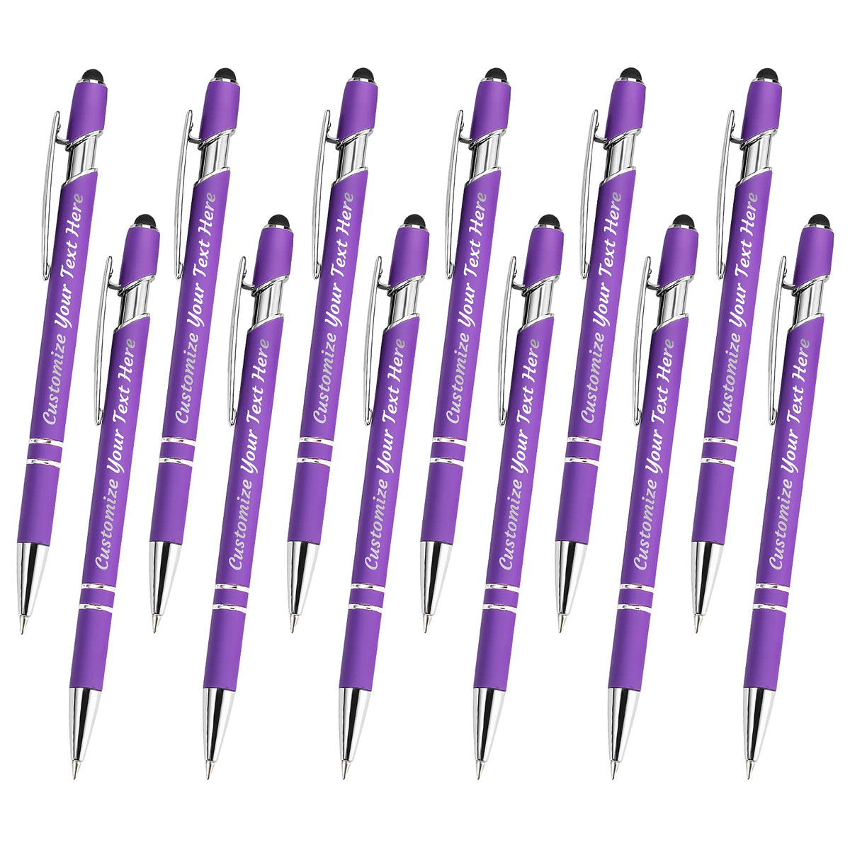 YanNanKe 12 PCS Custom Pens Personalized Bulk, Customized Engraving Ballpoint Pens with Stylus Name