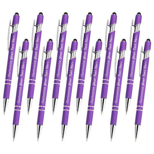 YanNanKe 12 PCS Custom Pens Personalized Bulk, Customized Engraving Ballpoint Pens with Stylus Name