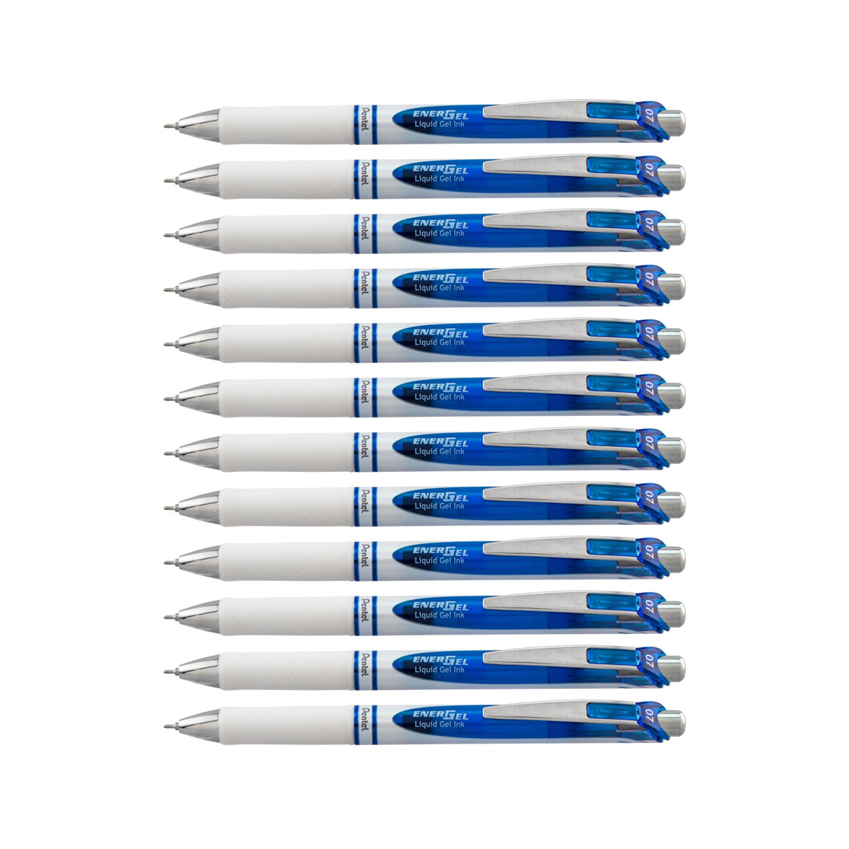 Pentel EnerGel RTX Pearl Retractable Liquid Gel Pen, (0.7mm) Medium Line, Needle Tip, Blue Ink, 12