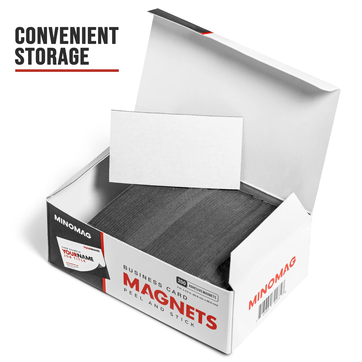 Minomag Business Card Magnets (Box of 200) | Peel and Stick Self Adhesive Magnetic Backings, 3.5