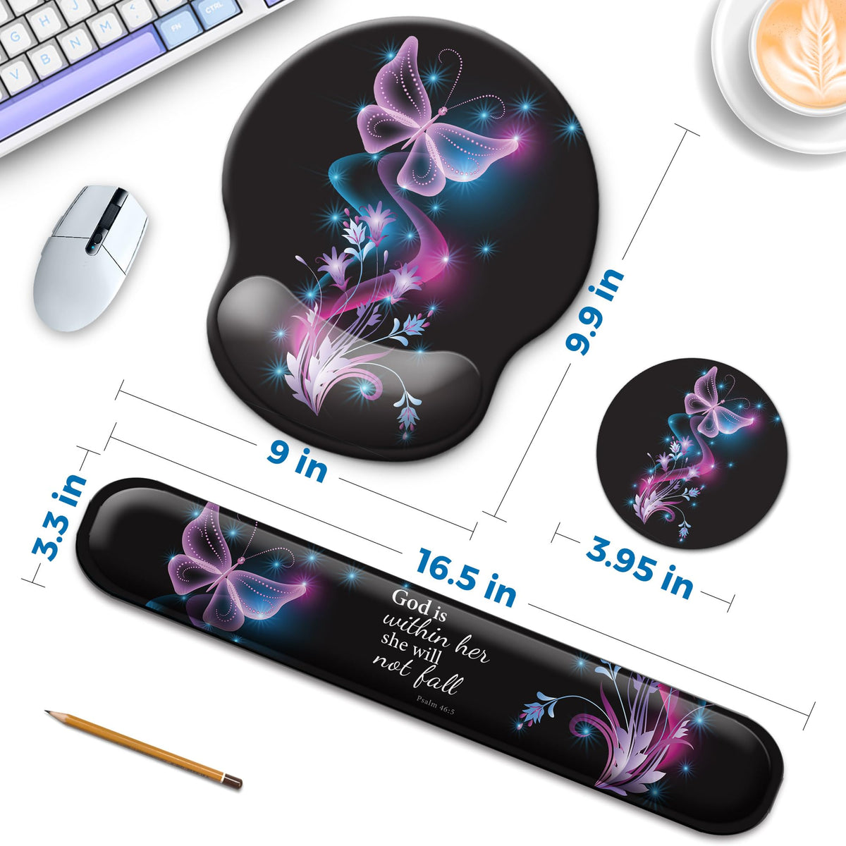 Wiabsi Mouse Pad and Keyboard Wrist Rest Support,Ergonomic Mouse Pad Set