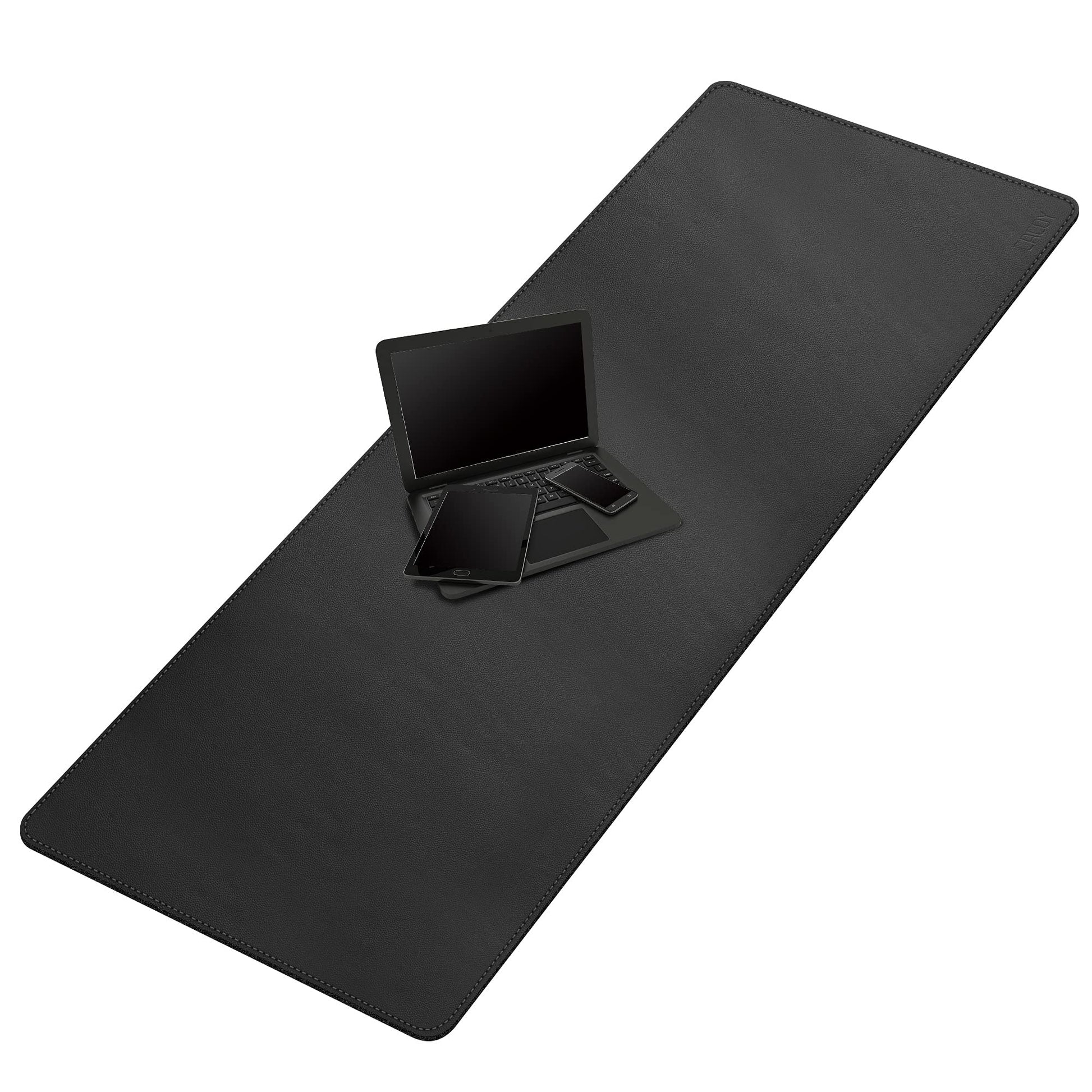 Cacoy 63"x24" Leather Desk Mat, Office Desk Blotter, Large Mouse Pad, Black