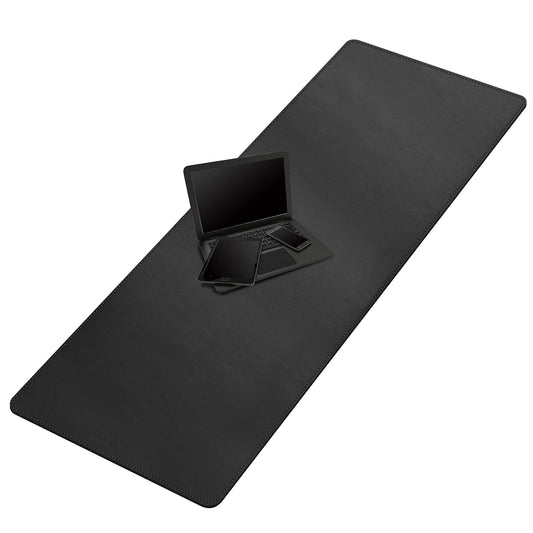Cacoy 63"x24" Leather Desk Mat, Office Desk Blotter, Large Mouse Pad, Black