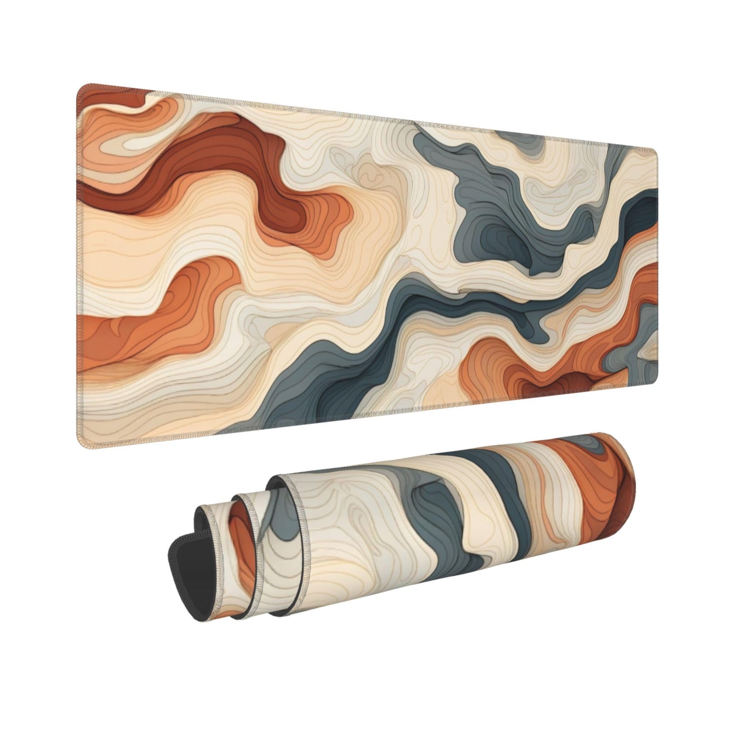 Large Topographical Mouse Pad 31.5 x 12 Inch with Anti-Fray Stitching, Non-Slip Rubber Base, Ideal