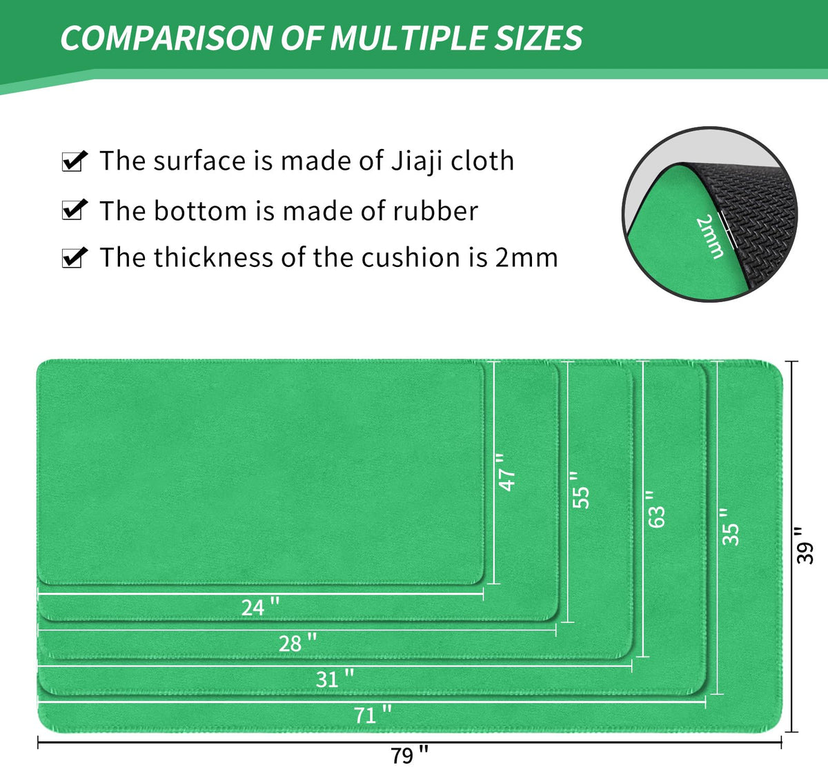 LERYG Large Tabletop Game Playmat, Water and Stain Resistant Non-Slip Desk Mat, Mahjong Mat, Card
