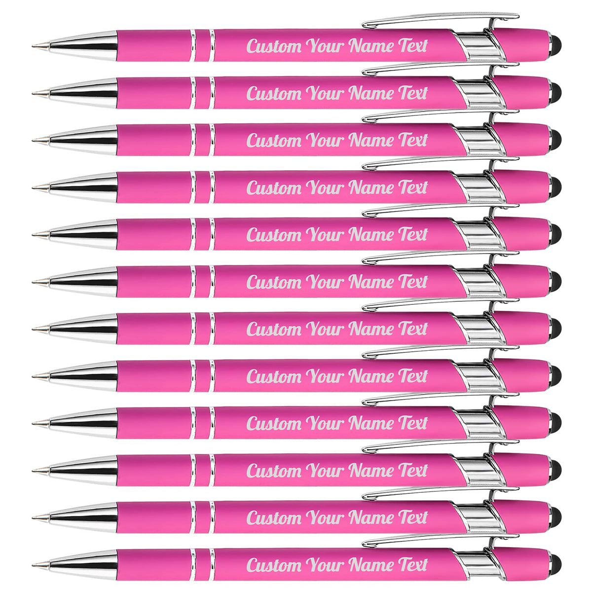 12PCS Personalized Pens Bulk with Name Free Engraving,Custom Ballpoint Pens with Stylus,Engraved