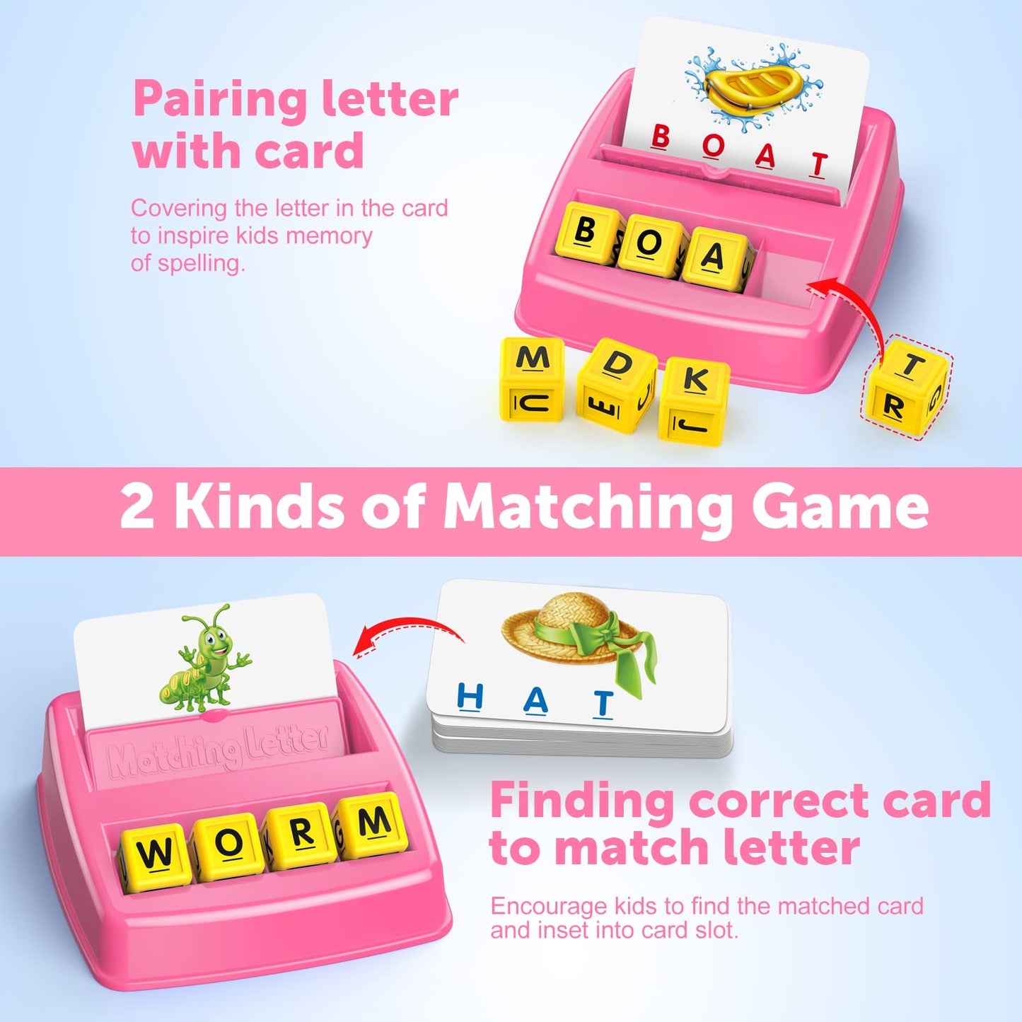 LIWIN LET'S GO! Toys for 3-8 Year Olds Girls, Matching Letter Spelling Games for Kids Ages 3-8