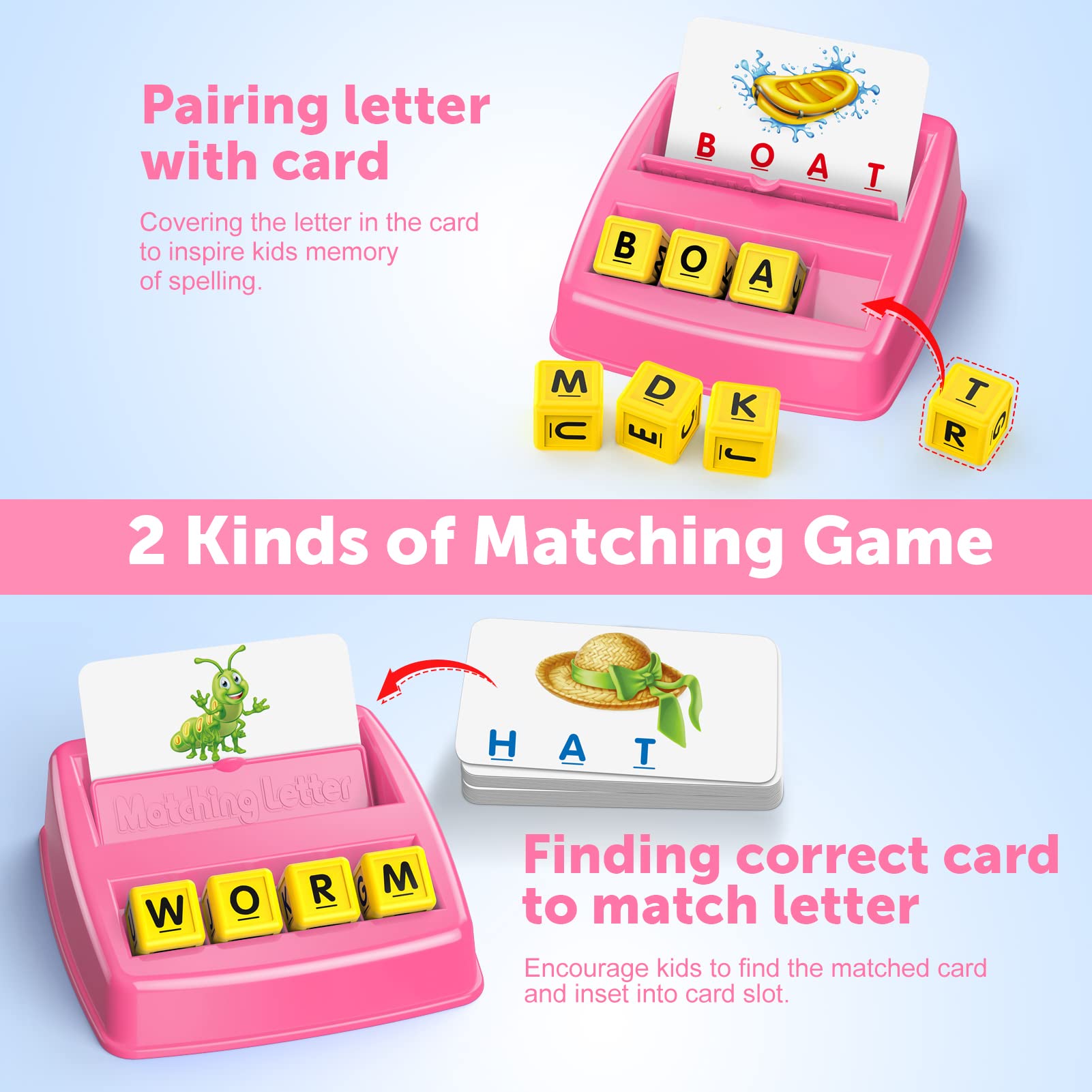 LIWIN LET'S GO! Toys for 3-8 Year Olds Girls, Matching Letter Spelling Games for Kids Ages 3-8
