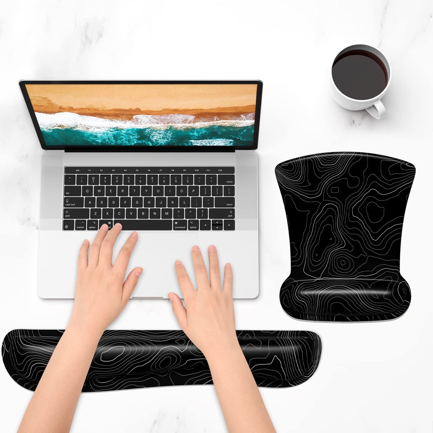 ITNRSIIET Mouse Pad Wrist Support Keyboard Wrist Rest Pad Ergonomic Mousepad Non-Slip Memory Foam