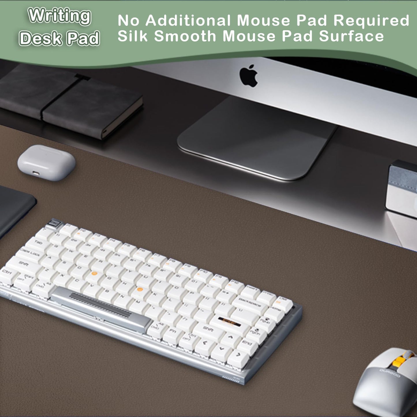 Boutilon Leather Desk Pad Protector,Non-Slip Mouse Pad,Laptop Desk Pad,Office Mouse Mat,Waterproof
