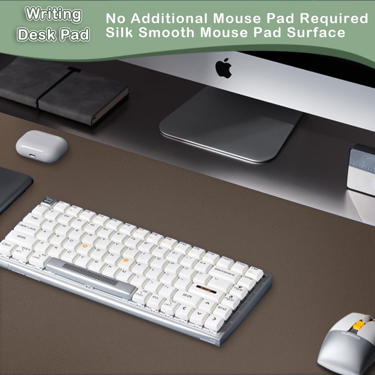 Boutilon Leather Desk Pad Protector,Non-Slip Mouse Pad,Laptop Desk Pad,Office Mouse Mat,Waterproof