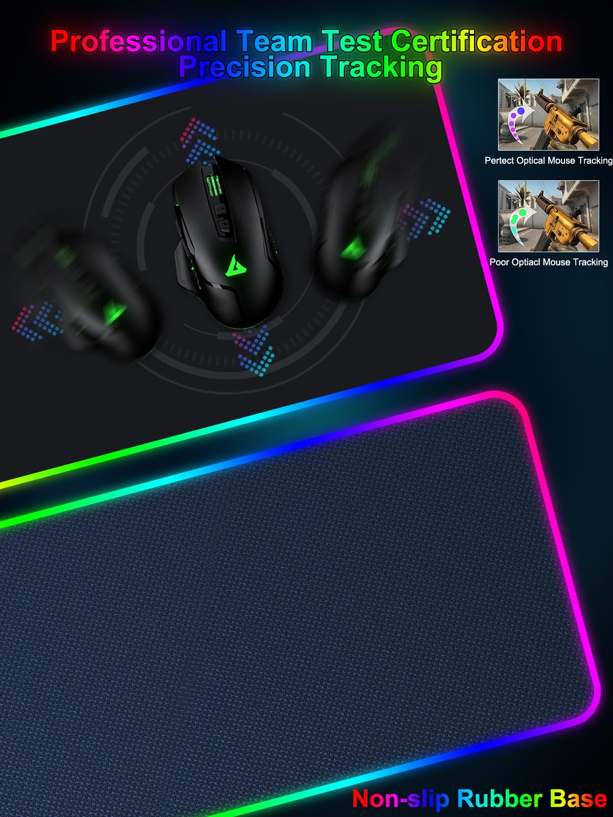 RGB Gaming Mouse Pad with Fast Wireless Charger, LED Extended Desk Mat, Home Office Large Desk Pad