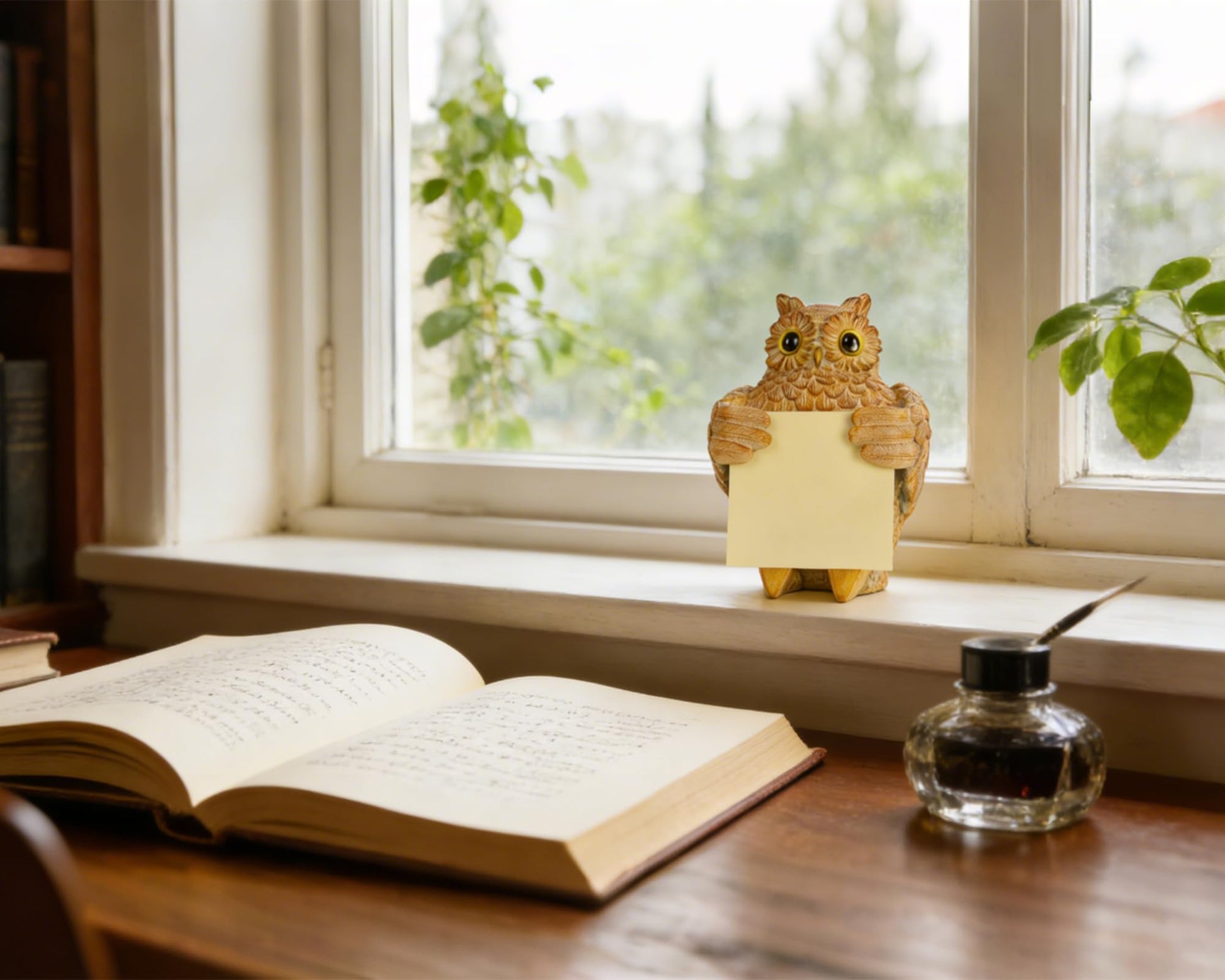 HORTIX Owl Pop-Up Sticky Note Dispenser for 3 x 3 in Notes, Light Yellow