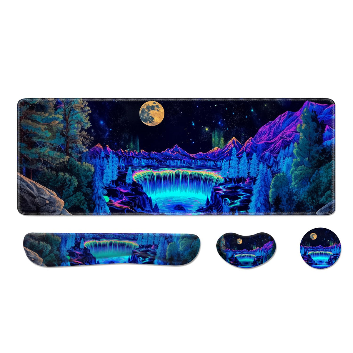Desk Pad and Keyboard Wrist Rest, Large Mouse Pad + Keyboard Pad+Mouse Wrist Support, Non-Slip Desk
