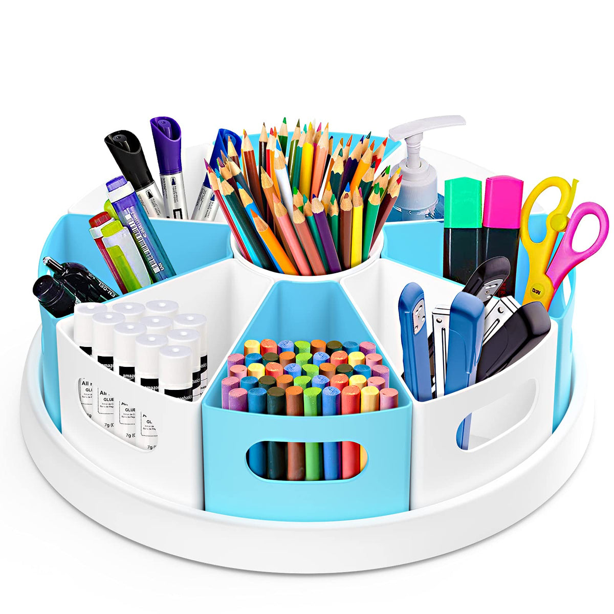 MeCids 360°Rotating Desk Organizers Homeschool Office Organization and Storage Art Supplies