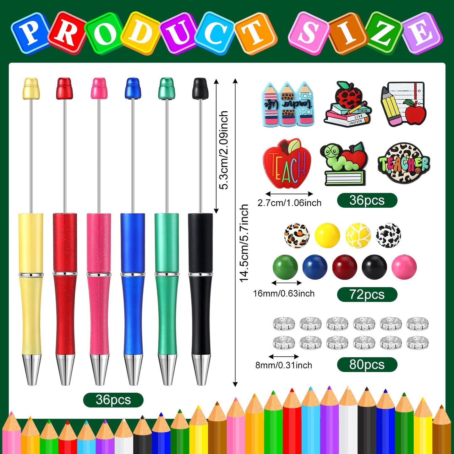 Ctosree 36 Sets Teacher Beadable Pen Kit for Teacher Appreciation Gifts Bead Pen Kit Assorted