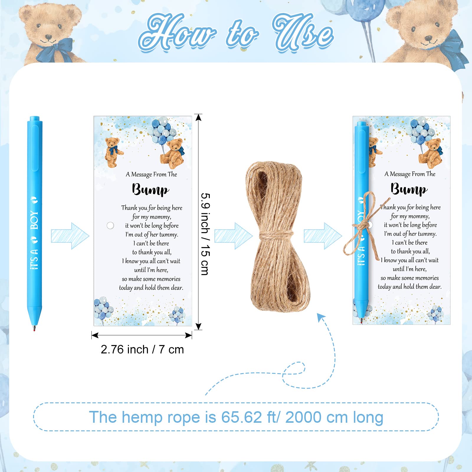 Sintuff 50 Set Baby Shower Party Favors for Guests, Blue, Bear