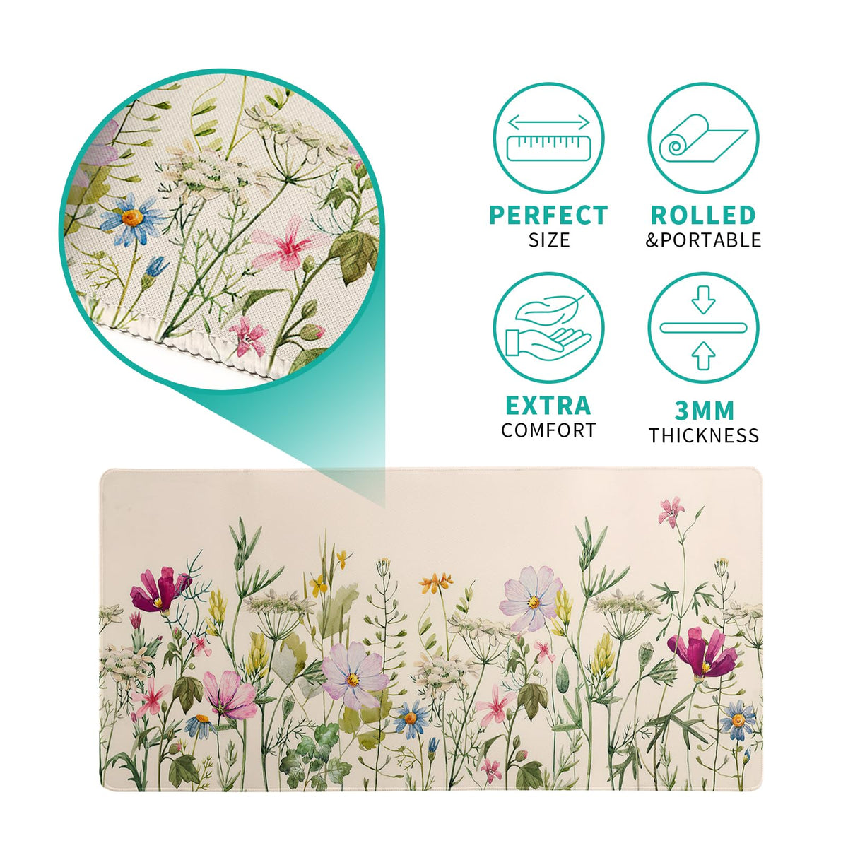Flower Gaming Mouse Pad Large Mouse Pad for Keyboard and Mousepad Desk Mat with 3mm Non-Slip Base