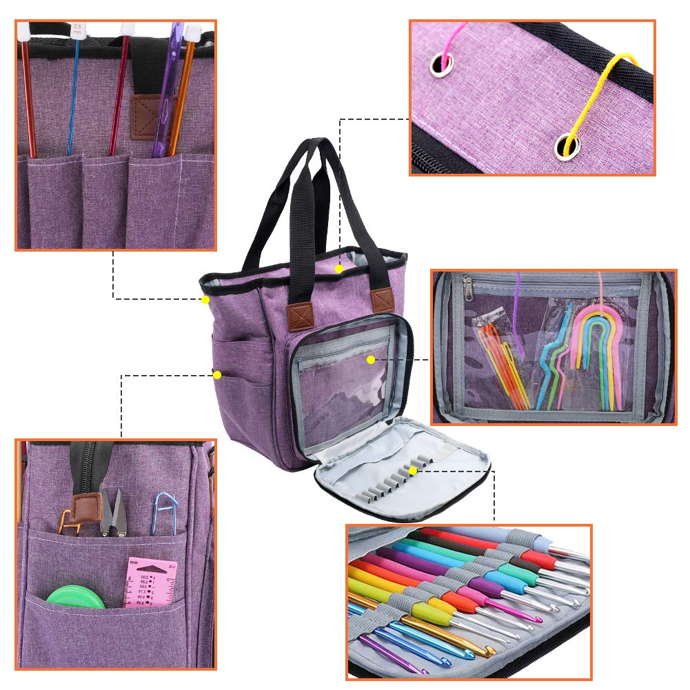 SumDirect Yarn Bag, Knitting Organizer Tote Bag Portable Storage Bag for Yarns, Carrying Projects