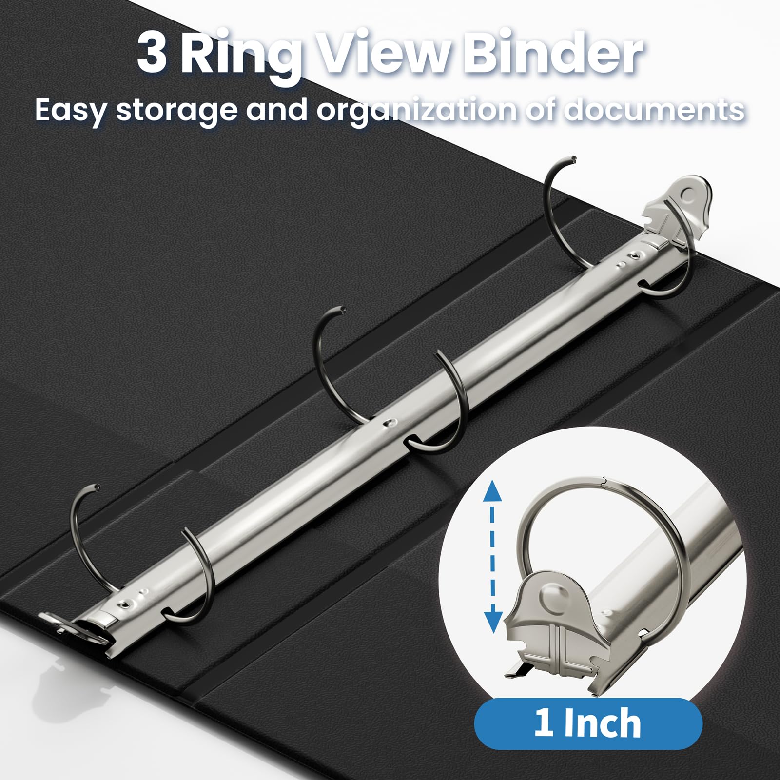 SUNEE 3 Ring Binders 1 Inch 12 Pack, Clear View Three Ring PVC-Free (Fit 8.5x11 Inches) for School