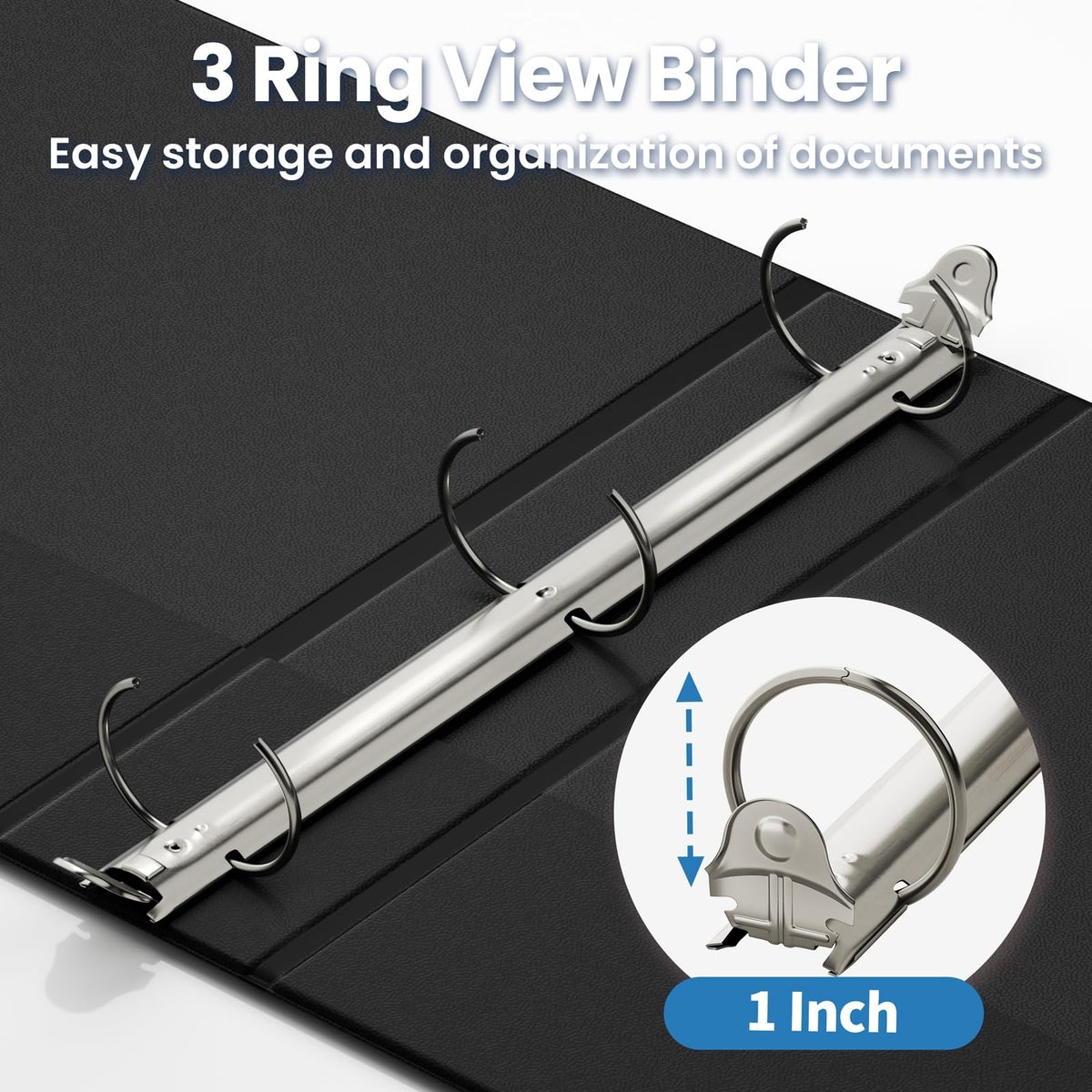 SUNEE 1 Inch Binders 3 Ring 10 Pack Bulk, PVC-Free Clear View 1" Binders (Fits 8.5x11 Inches) for