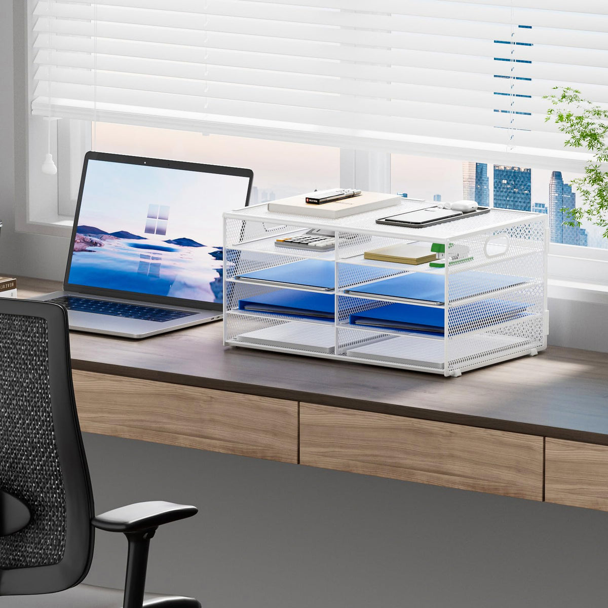 Lavatino 8 Compartments Paper Organizer for Desk, Mesh Literature Organizer, Mail File Sorter Tray